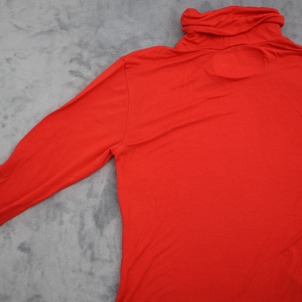Best Cody Shirt Womens M Red Long Sleeve Turtleneck Knit Stretch Bodysuit - Picture 14 of 16